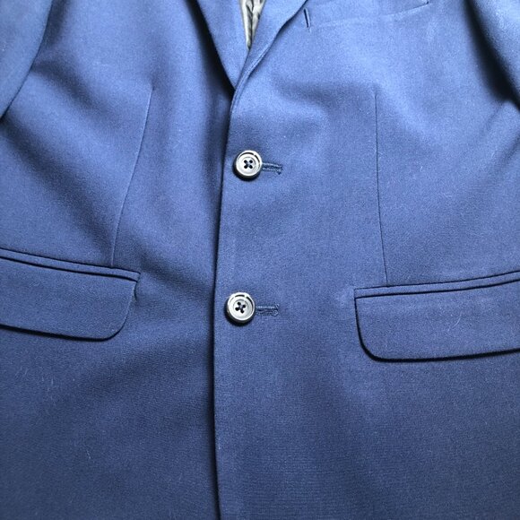 Boys Youth Van Heusen Two-Button Blazer Jacket Blue Size 12 Polyester - Picture 2 of 5